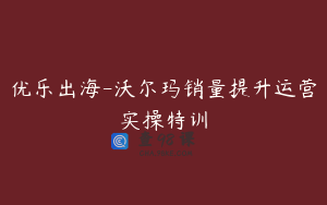 优乐出海-沃尔玛销量提升运营实操特训