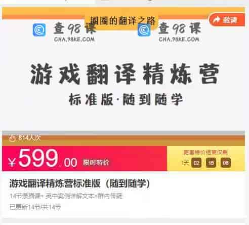 11285  游戏翻译精炼营标准版（随到随学）