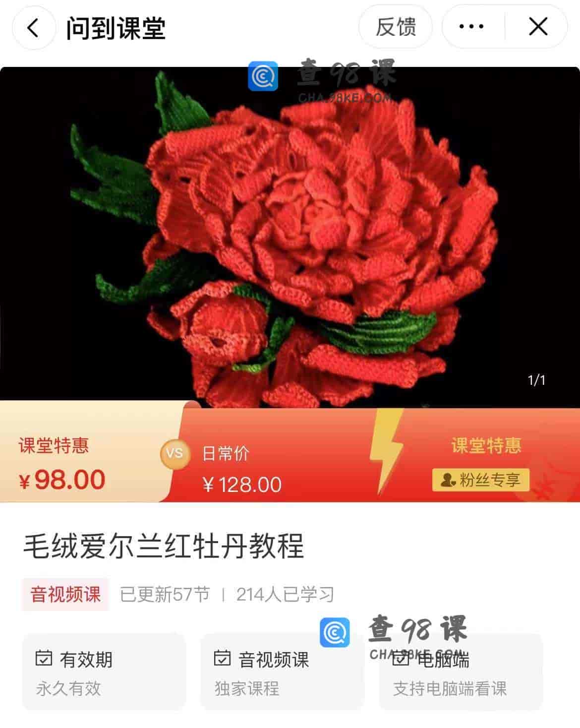 11204  毛绒爱尔兰红牡丹教程