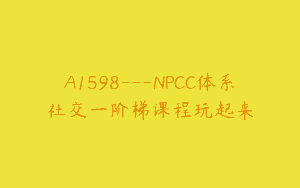A1598—NPCC体系社交一阶梯课程玩起来