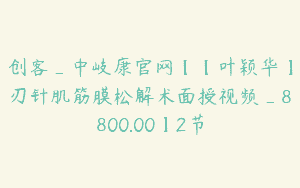 创客_中岐康官网【【叶颖华】刃针肌筋膜松解术面授视频_8800.00】2节