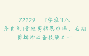 Z2229---[学浪][八条自制]音效剪辑思维课，后期剪辑师必备技能之一