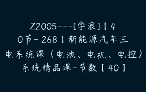 Z2005—[学浪]【40节-￥268】新能源汽车三电系统课（电池、电机、电控）系统精品课-节数【40】