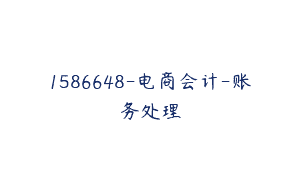 1586648-电商会计-账务处理