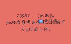 Z0957—[优课]lufee游戏剪辑实操课（附赠百万ip打造心得）