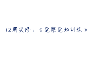 12周实修：《觉察觉知训练》