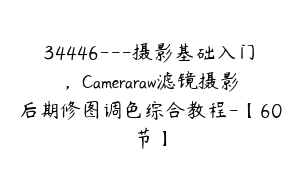 34446---摄影基础入门，Cameraraw滤镜摄影后期修图调色综合教程-【60节】