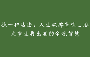 换一种活法：人生砍掉重练_浴火重生再出发的全观智慧