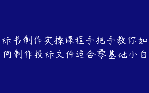 标书制作实操课程手把手教你如何制作投标文件适合零基础小白
