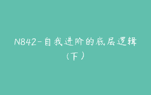 N842-自我进阶的底层逻辑(下）