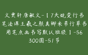 文贾轩唐敏文-【7天蜕变行书笔法课王羲之颜真卿米芾行草书用笔点画书写默认班级】-56300圆-51节