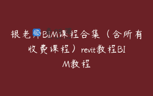 银老师BIM课程合集（含所有收费课程）revit教程BIM教程