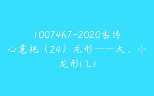 1007467-2020古传心意把（24）龙形——大、小龙形(上)