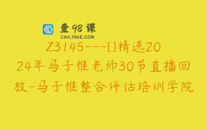 Z3145---[]精选2024年马子惟老师30节直播回放-马子惟整合评估培训学院