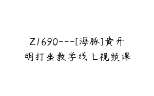 Z1690—[海豚]黄开明打坐教学线上视频课