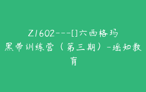 Z1602---[]六西格玛黑带训练营（第三期）-瑶知教育