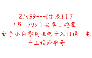 Z1499---[学浪]【71节-￥799】安卓_鸿蒙-新手小白零负担电子入门课_电子工程师华哥