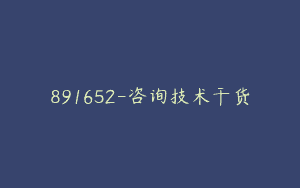 891652-咨询技术干货