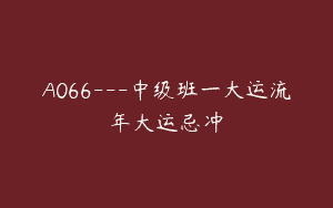 A066—中级班一大运流年大运忌冲