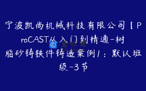 宁波凯尚机械科技有限公司【ProCAST从入门到精通-树脂砂铸铁件铸造案例1：默认班级-3节