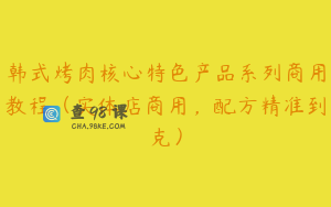 韩式烤肉核心特色产品系列商用教程（实体店商用，配方精准到克）