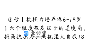 ③号【抗挫力培养课6-18岁】六个维度激发孩子的逆境商，提高抗压力，成就强大自我18