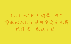 （入门-进阶）街舞HIPHOP零基础入门至进阶全套系统舞蹈课程--默认班级