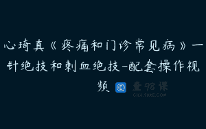 心琦真《疼痛和门诊常见病》一针绝技和刺血绝技-配套操作视频