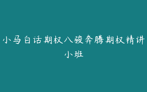小马白话期权八骏奔腾期权精讲小班