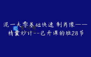 泥一夫零基础快速揑制肖像——精囊妙计--已开课的班28节