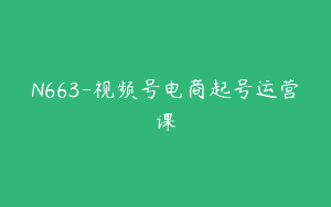 N663-视频号电商起号运营课