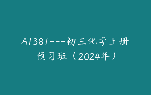A1381—初三化学上册预习班（2024年）