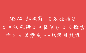 N374-赵晓霞-《基础指法》《秋风辞》《良宵引》《慨古吟》《菩萨蛮》-初级视频课