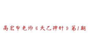 高宏申老师《天乙神针》第1期