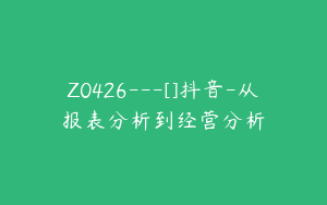 Z0426---[]抖音-从报表分析到经营分析