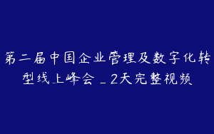 第二届中国企业管理及数字化转型线上峰会_2天完整视频