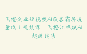 飞橙企业短视频AI获客霸屏流量线上视频课_飞橙江棉斌AI超级销售