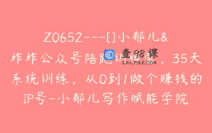 Z0652---[]小郁儿&炸炸公众号陪跑训练营，35天系统训练，从0到1做个赚钱的IP号-小郁儿写作赋能学院