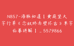 N857-海豚知道【黄庭坚大字行草《念奴娇赤壁怀古》单字临摹讲解】_5579866