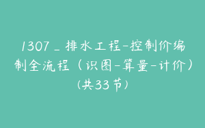 1307_排水工程-控制价编制全流程（识图-算量-计价）(共33节)