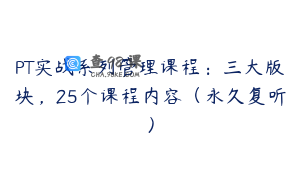 PT实战系列管理课程：三大版块，25个课程内容（永久复听）