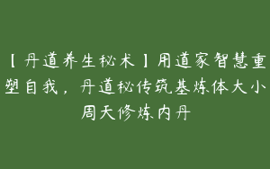 【丹道养生秘术】用道家智慧重塑自我，丹道秘传筑基炼体大小周天修炼内丹