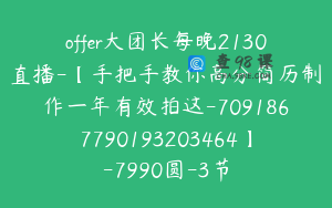 offer大团长每晚2130直播-【手把手教你高分简历制作一年有效拍这-7091867790193203464】-7990圆-3节