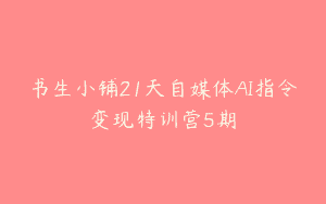 书生小铺21天自媒体AI指令变现特训营5期