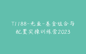 T1188-无鱼-基金组合与配置实操训练营2023