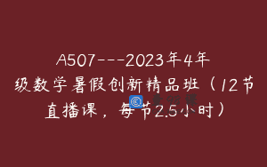 A507—2023年4年级数学暑假创新精品班（12节直播课，每节2.5小时）