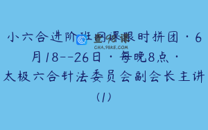 小六合进阶班网课限时拼团·6月18--26日·每晚8点·太极六合针法委员会副会长主讲(1)