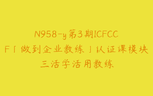 N958-y第3期ICFCCF「做到企业教练」认证课模块三活学活用教练