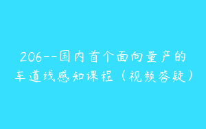 206--国内首个面向量产的车道线感知课程（视频答疑）