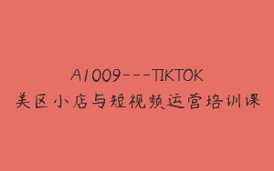 A1009—TIKTOK美区小店与短视频运营培训课